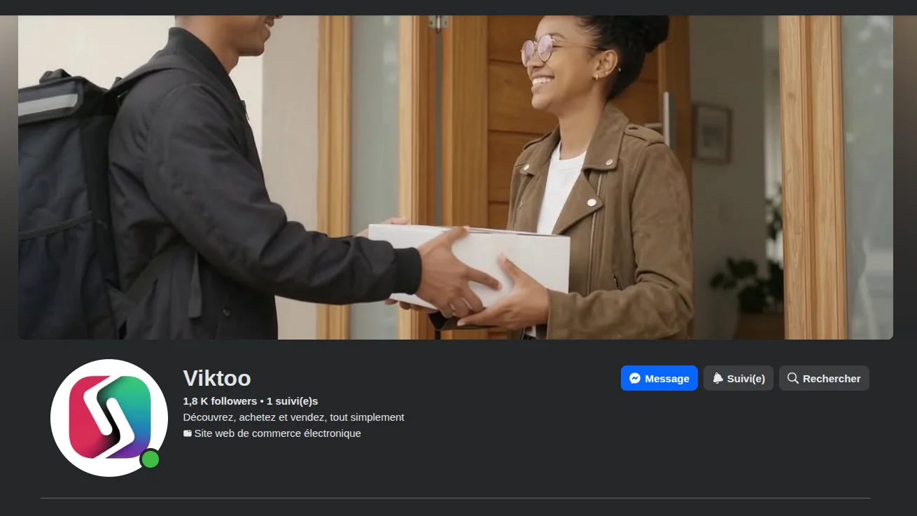 Page Facebook de Viktoo : « Découvrez, achetez et vendez, tout simplement »